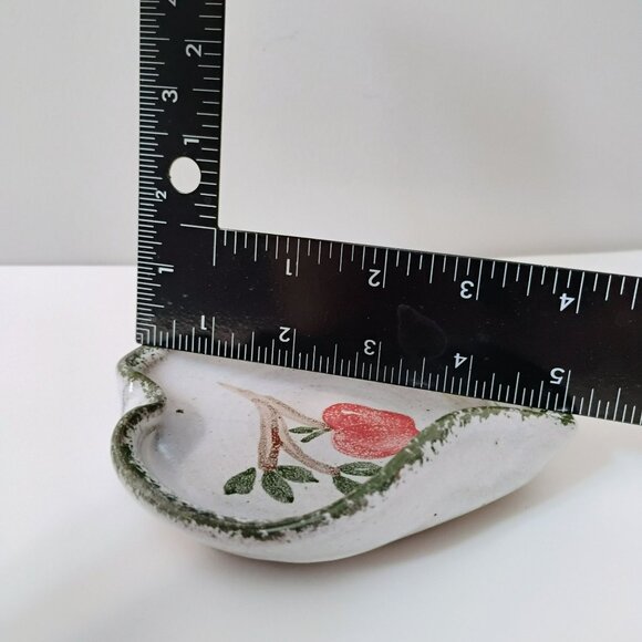 Owens Pottery Soap Dish, Seagrove NC, Ceramic Apple Leaf Trinket Tray, Vintage - Picture 4 of 7